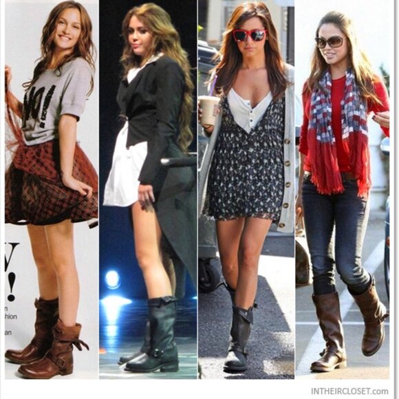 $399 Frye Veronica Slouch Cognac Brown Soft Leather Engineer Knee/Calf High Boot - Picture 4 of 6